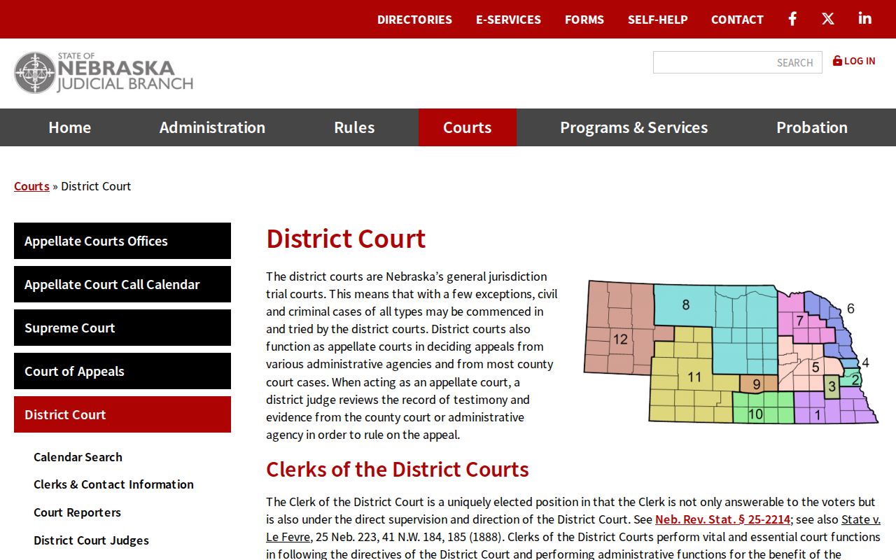 Nebraska District Court information for Pawnee County criminal cases