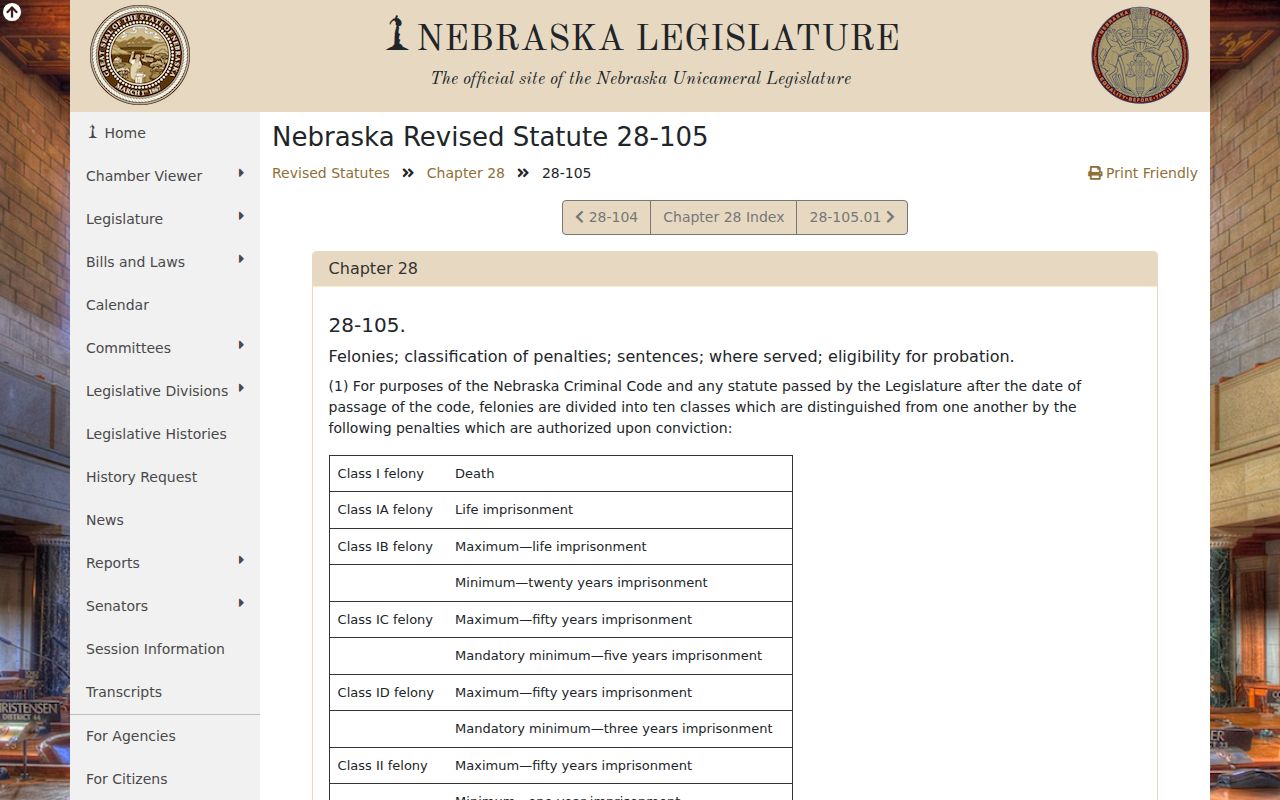 Du Bois criminal records Nebraska felony classifications