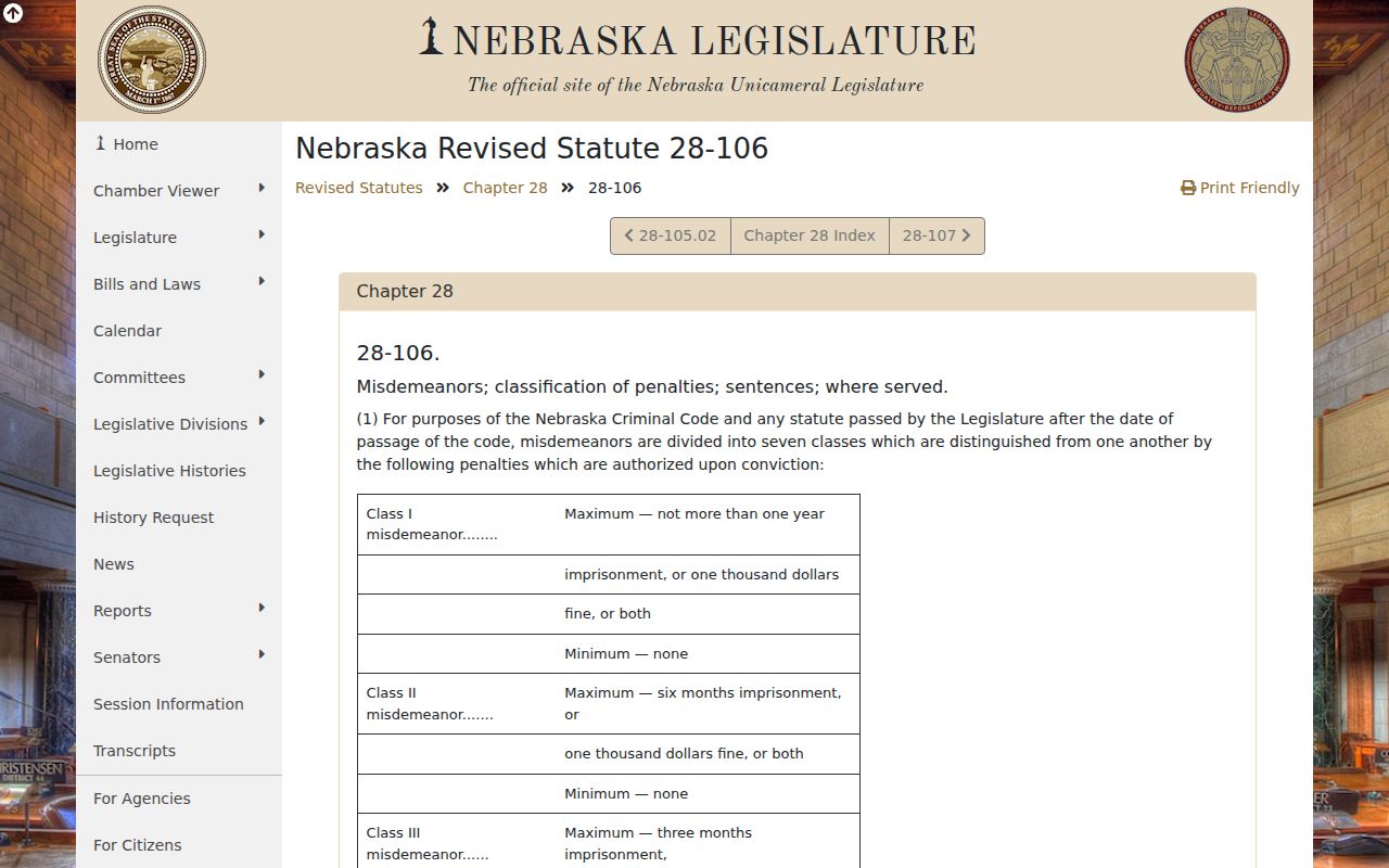 Du Bois criminal record Nebraska misdemeanor classifications