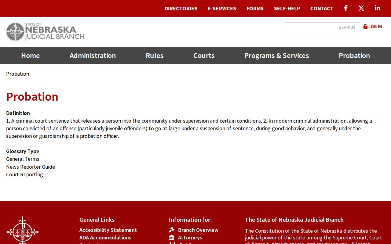 Pawnee County criminal records and Nebraska probation administration